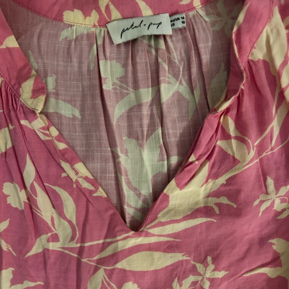 Petal & Pup Floral V-Neck Mini Dress in Pink and Cream - Picture 2 of 2